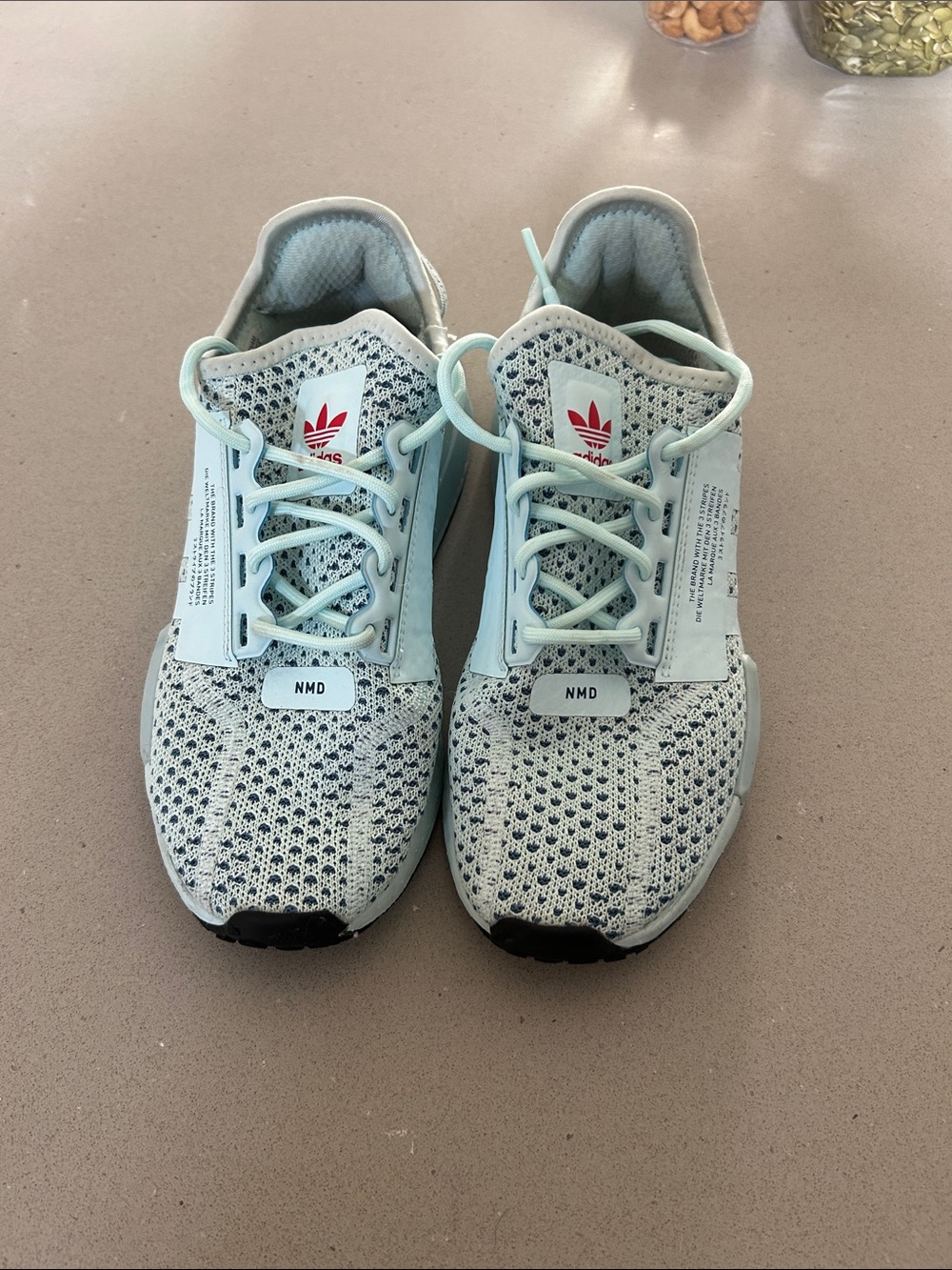 adidas Kids Mint Blue Knit NMD Sneakers